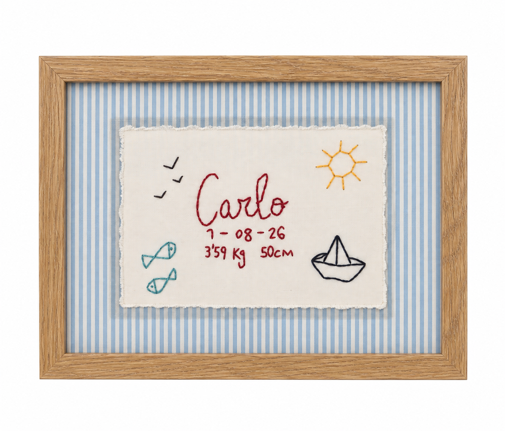 Cuadro de nacimiento personalizado bordado
