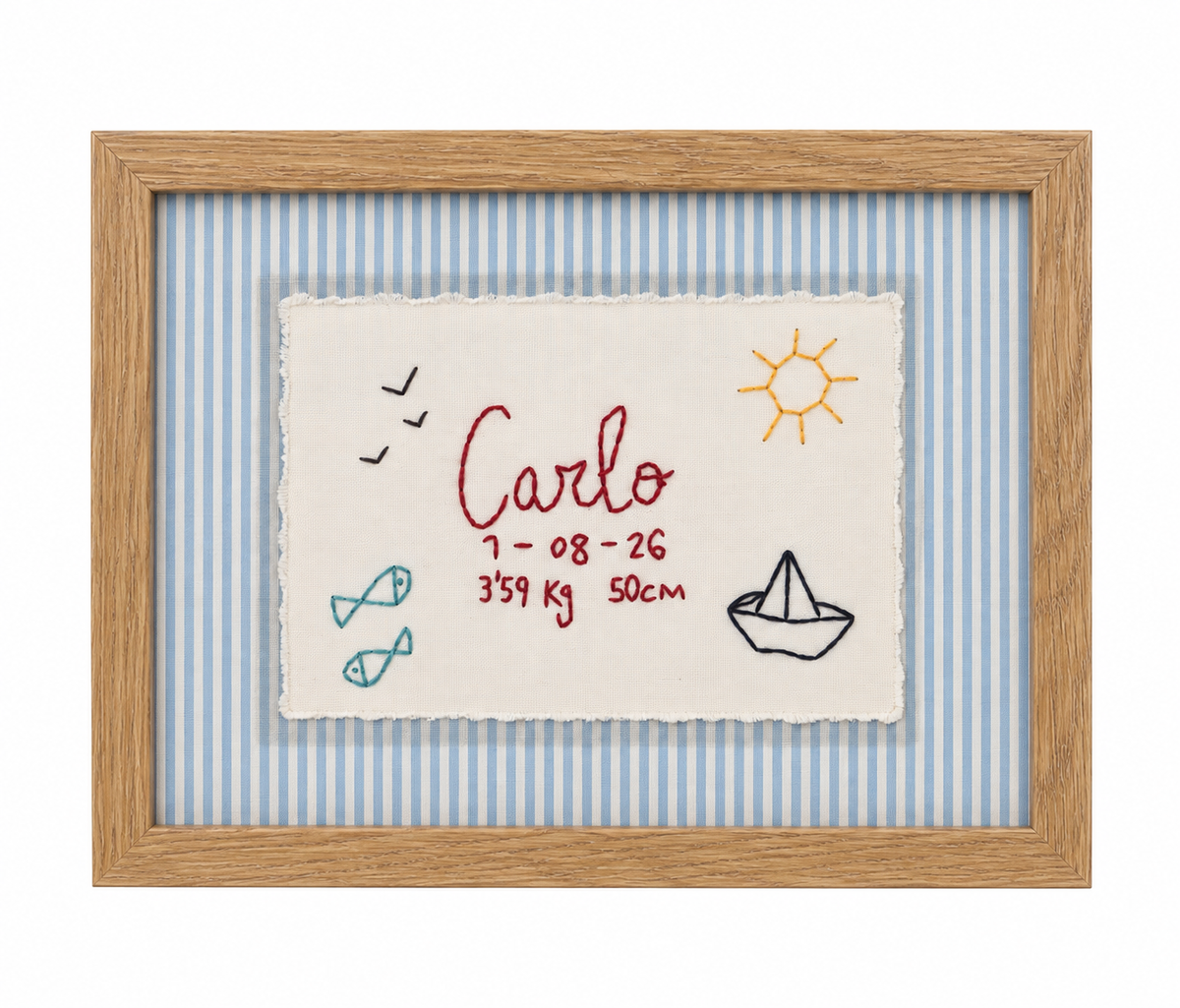 Cuadro de nacimiento personalizado bordado