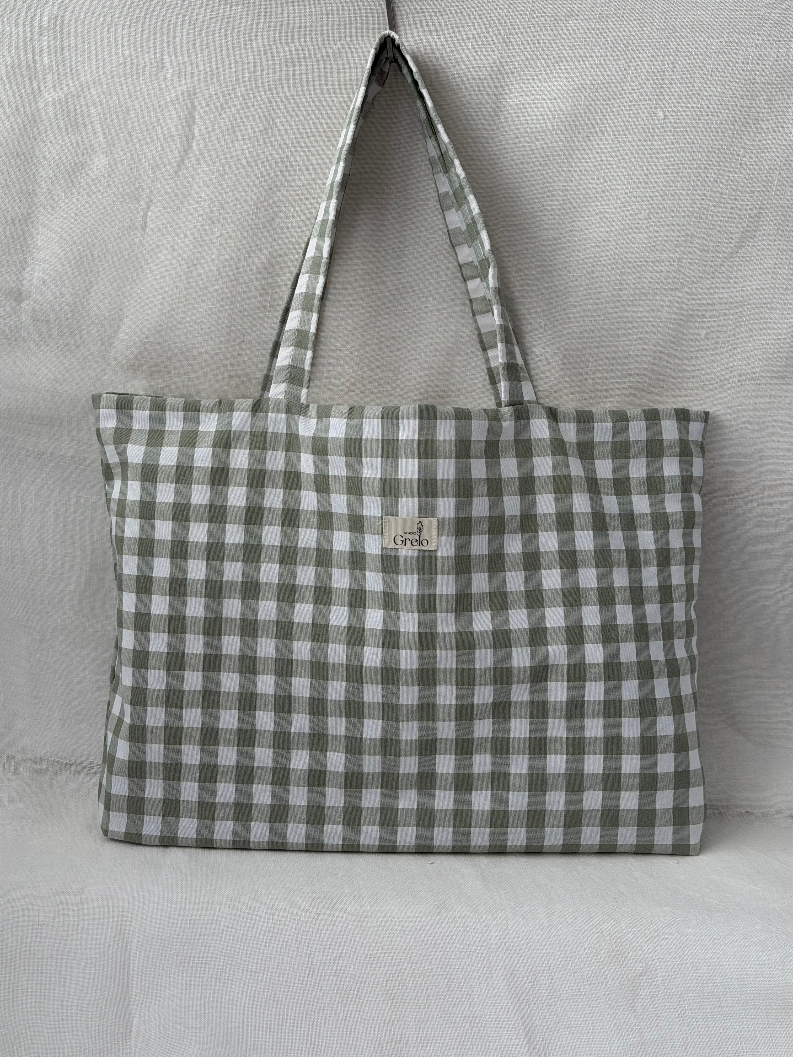 Tote Bag Vichy Verde Agua