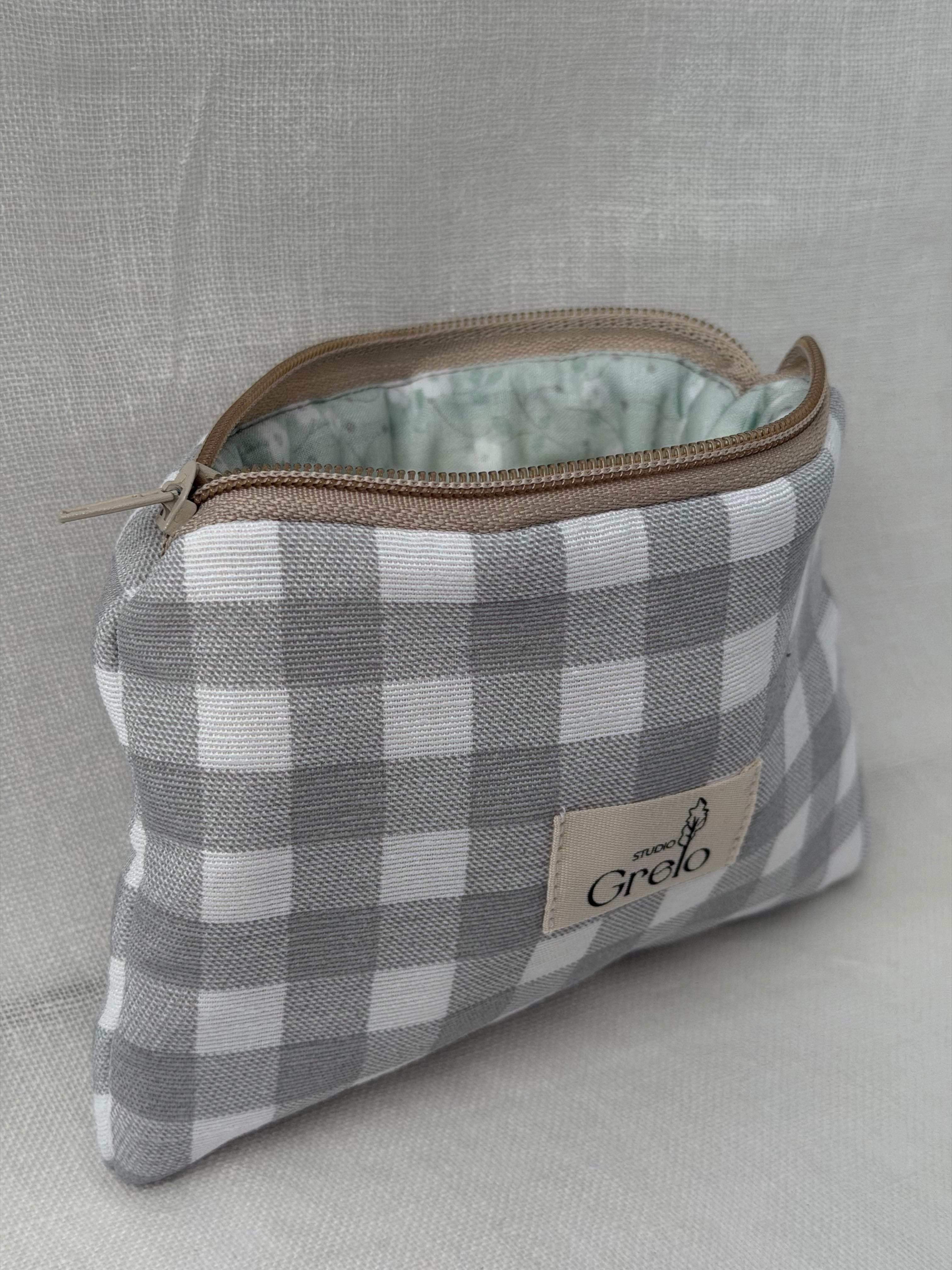Neceser Pequeño Vichy Gris