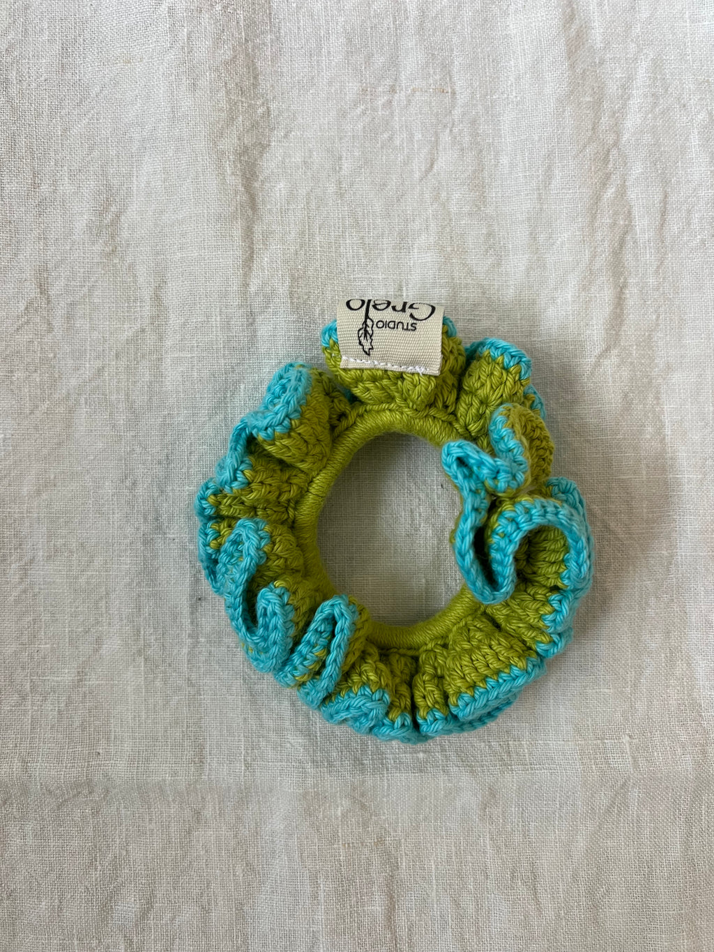 Coletero Scrunchie Verde y Azul