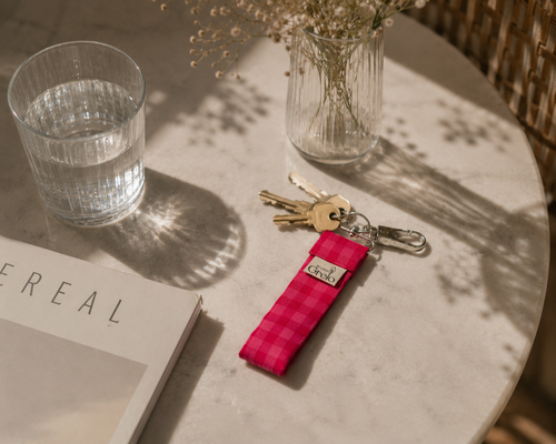 Llavero Vichy Fucsia