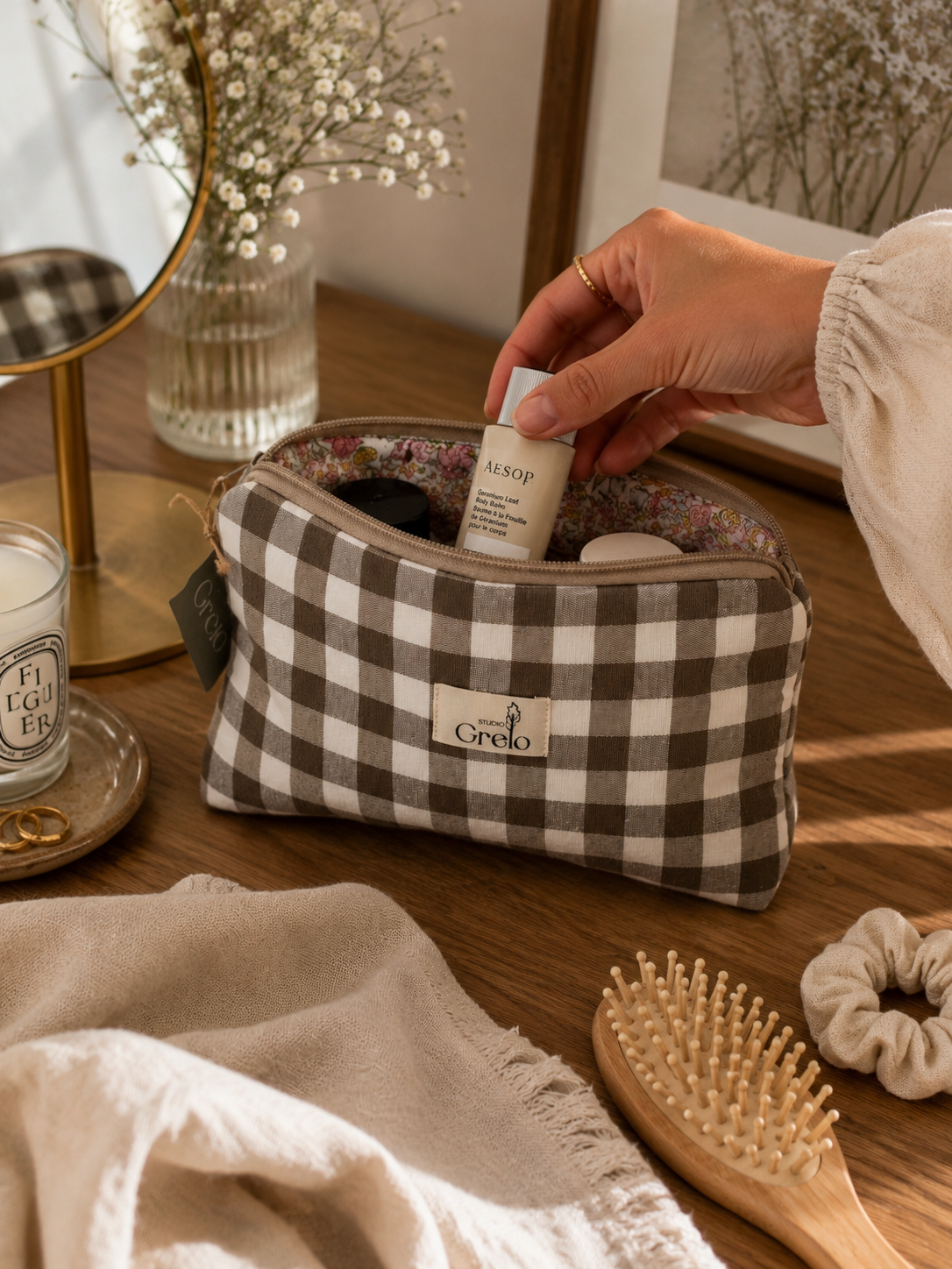 Neceser Mediano Vichy Marrón