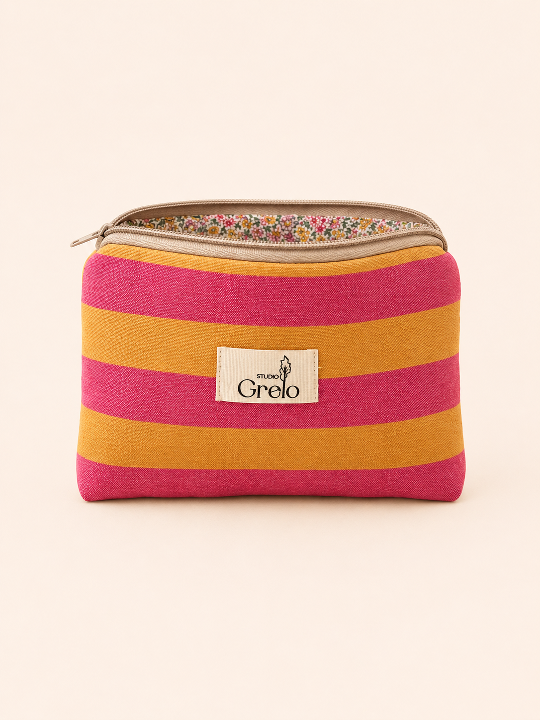 Neceser Pequeño Rayas Fucsia y Naranja