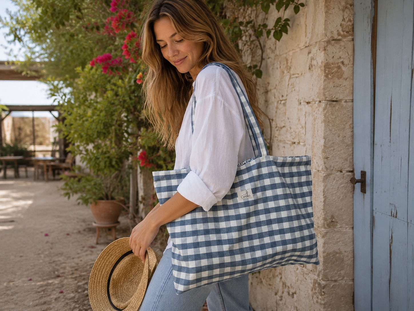 Tote Bag Vichy Azul