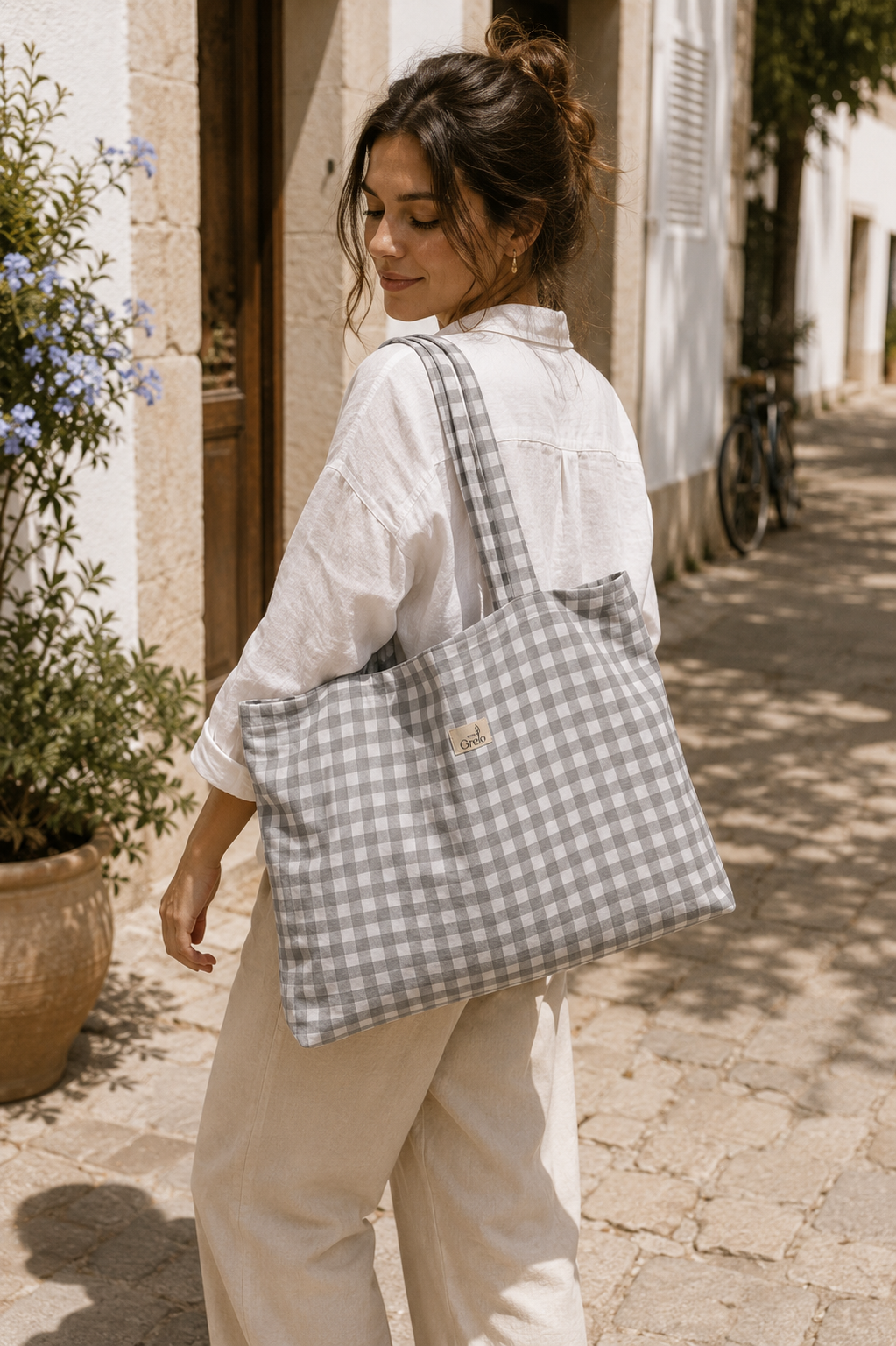 Tote Bag Vichy Gris