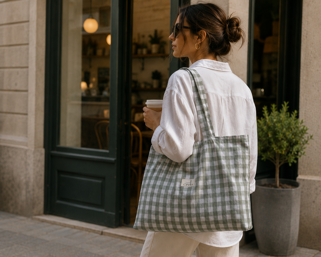 Tote Bag Vichy Verde Agua